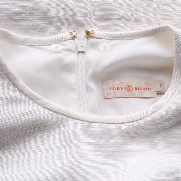 Tory Burch Kimberly Ottoman Linen Sheath Dress Size 2 White - Picture 7 of 8
